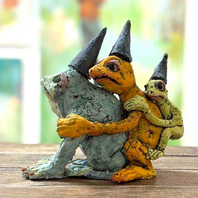Frog family, skulptur 20x20x12 cm