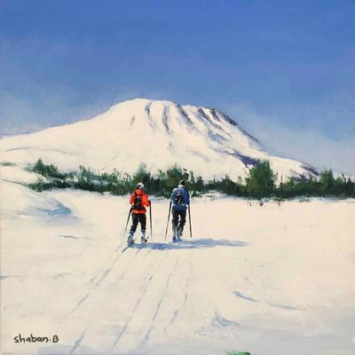 Gaustatoppen, 30x30 maleri