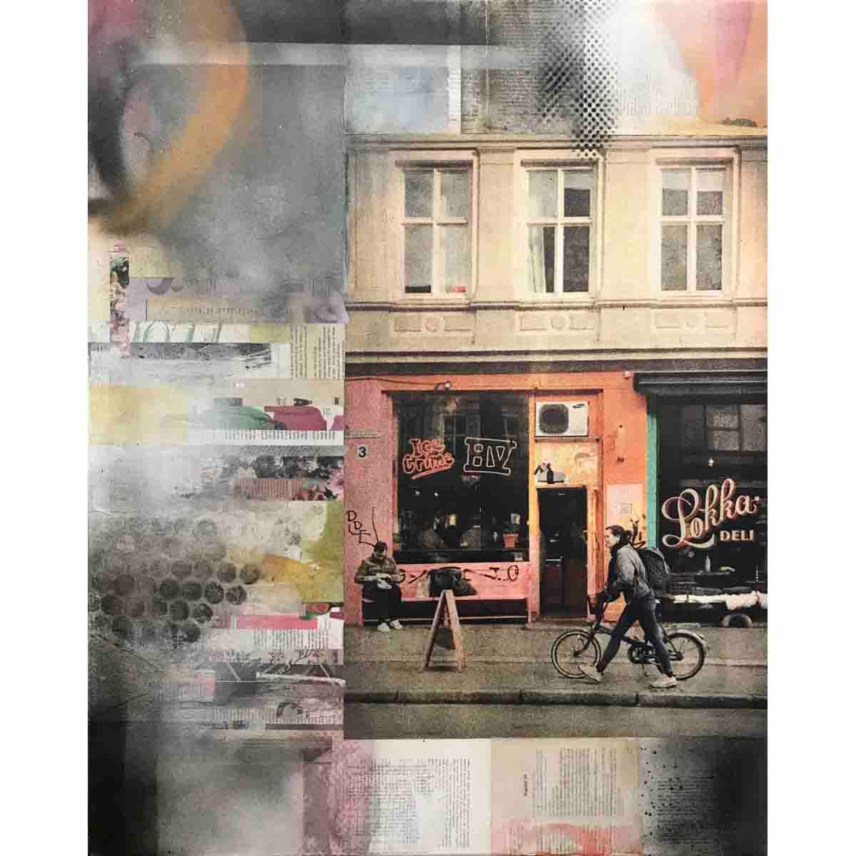 Glimt, 100x70 collage / maleri