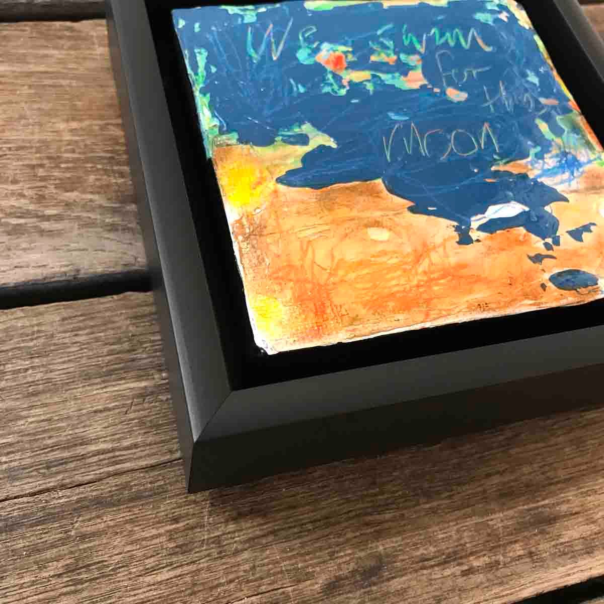 We swim for the moon, 10x10 cm maleri