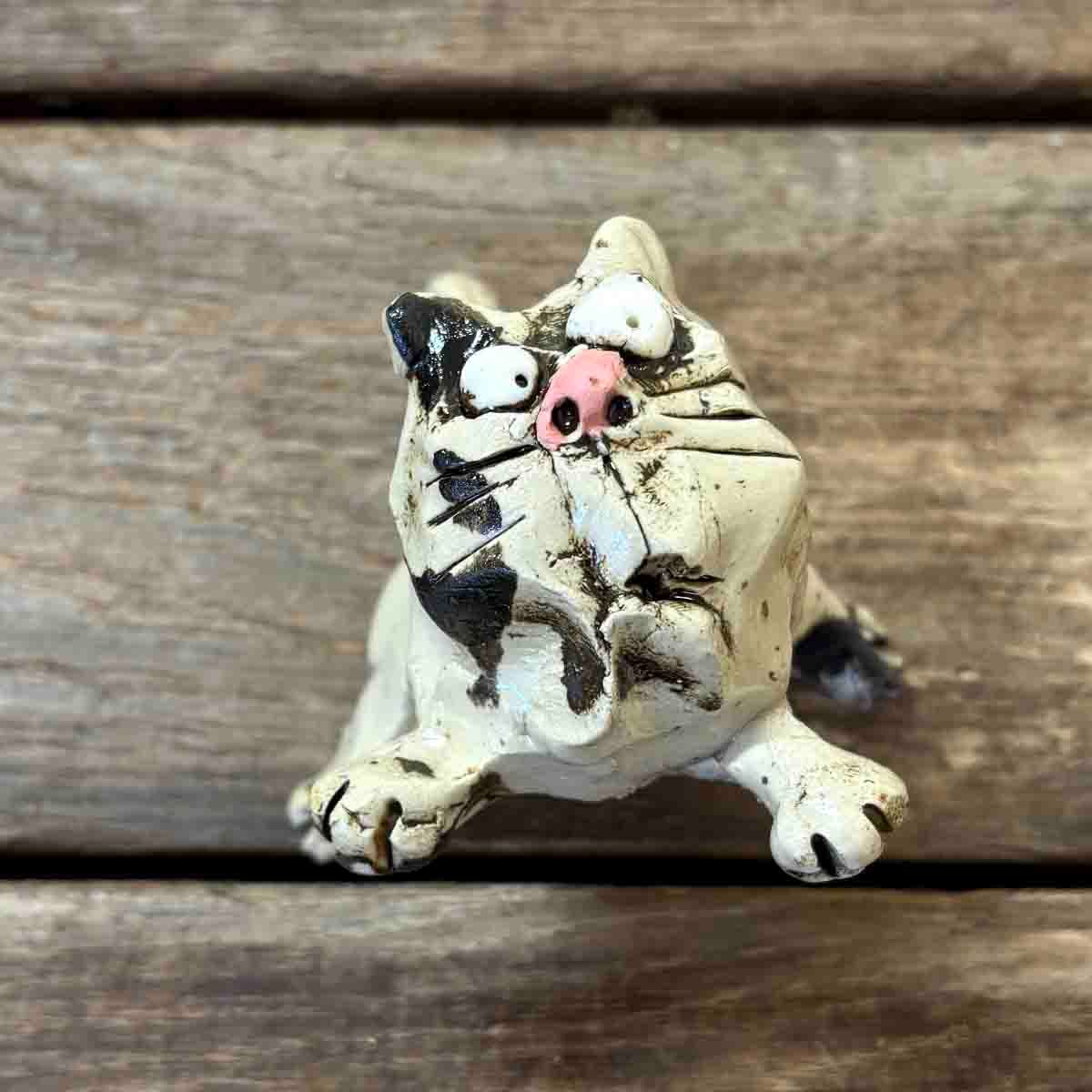 Mini katt, skulptur keramikk ca 7 cm h (8)