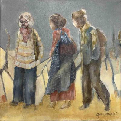 Folk i farta, 30x30 maleri