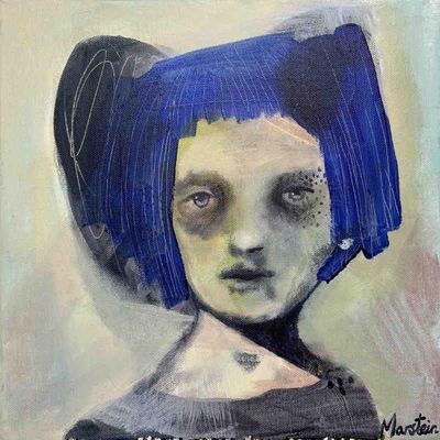 Blå stil, 30x30 cm maleri