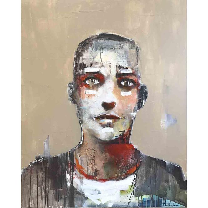 Hovedbilde Tankefull, 100x80 maleri