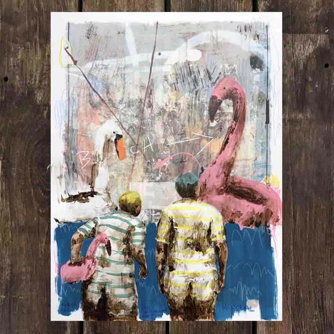 Hovedbilde Floating devices - store fugler, mixed media 30x40 cm