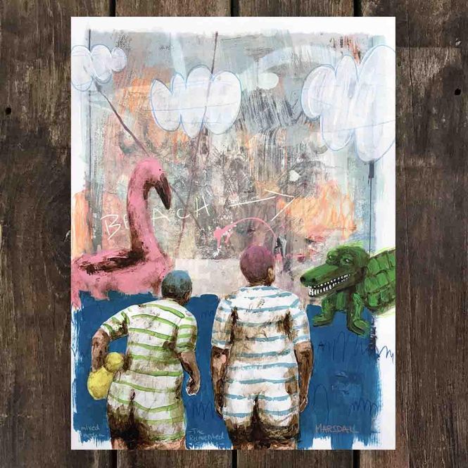 Hovedbilde Floating devices - alligator beach, mixed media 30x40 cm