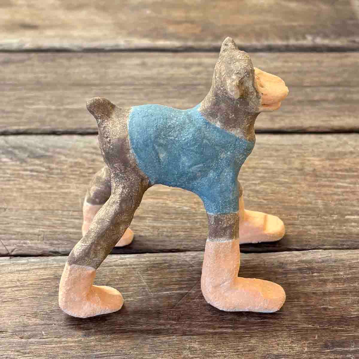 Duckdog langbein, skulptur ca 10x10 cm (blå)