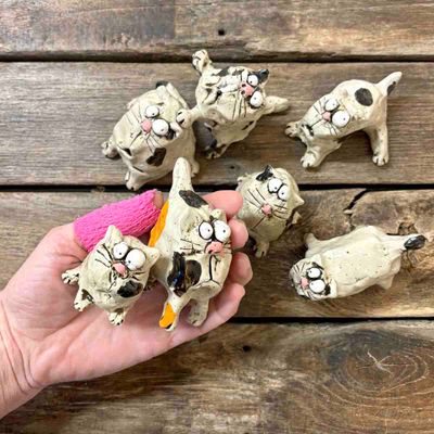 Mini katt, skulptur keramikk ca 5.5 cm h (9)