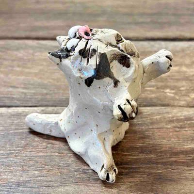 Mini katt, skulptur keramikk ca 7 cm h (8)